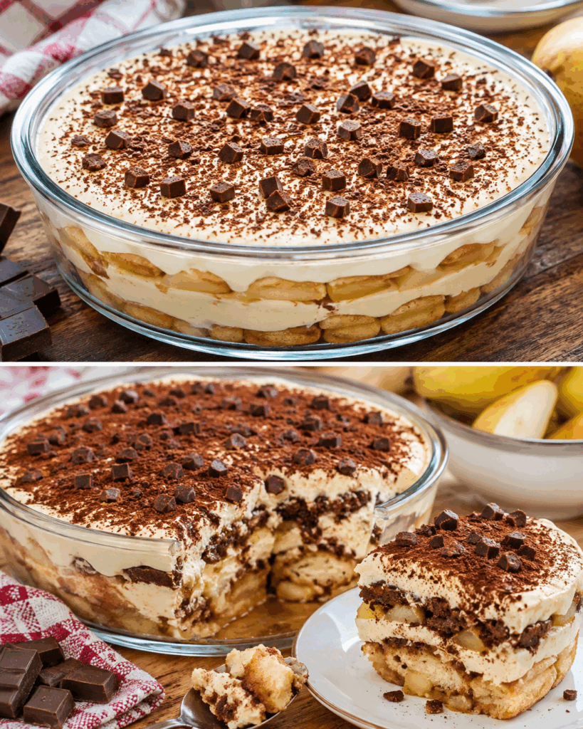 Birnen-Schoko-Tiramisu ohne Backen – cremig, fruchtig und unwiderstehlich schokoladig