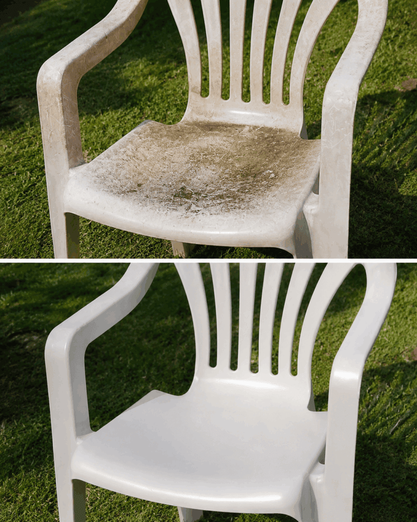 Vergilbte Gartenstühle aus Kunststoff reinigen und wieder aufhellen: Diese Methoden funktionieren wirklich