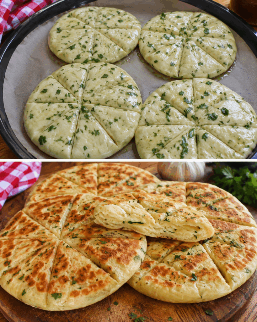 Knoblauch-Fladenbrot aus der Pfanne – in 10 Minuten goldbraun, weich und herrlich aromatisch