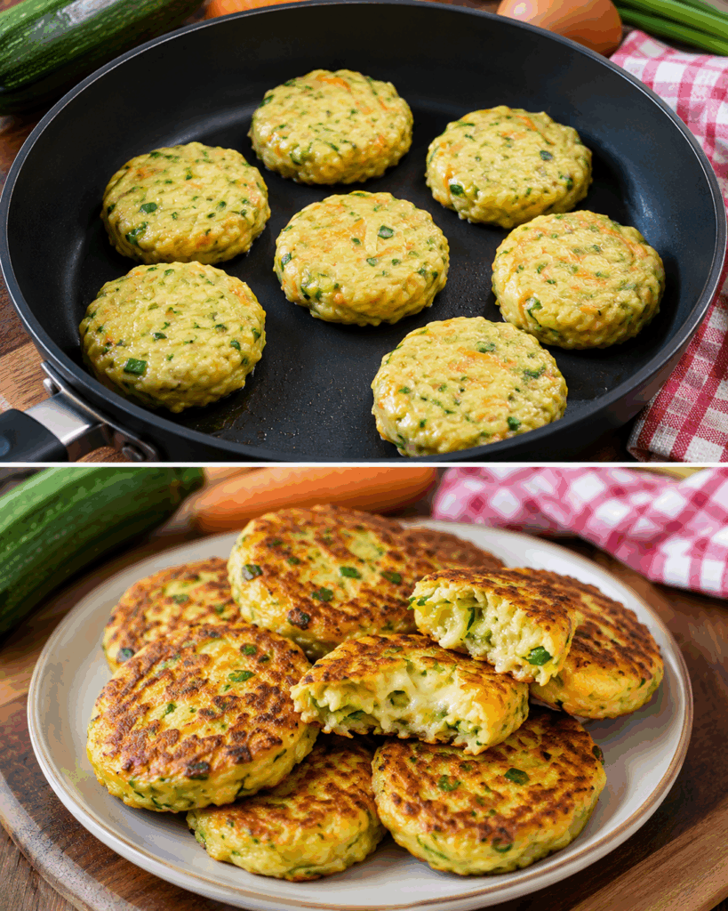 Knusprige Zucchini-Karotten-Taler mit Käse – außen goldbraun, innen herrlich saftig