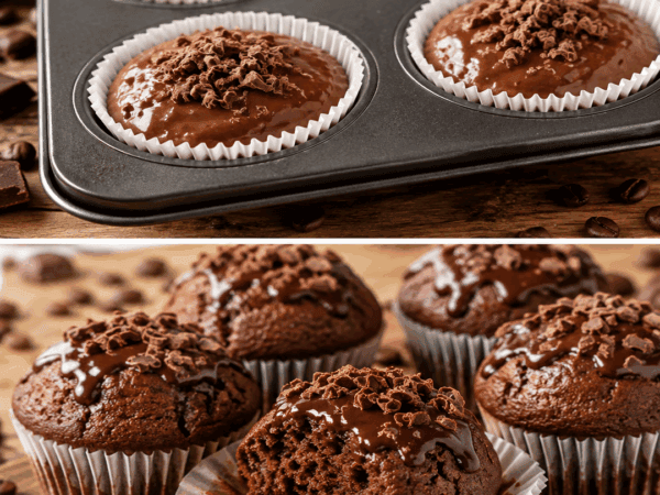 Saftige Schoko-Kaffee-Muffins – extra schokoladig mit zartschmelzendem Topping
