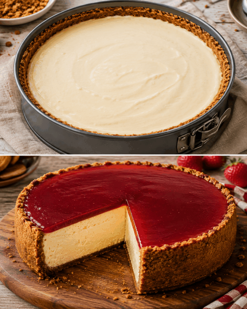 Cremiger Käsekuchen mit Erdbeerspiegel – herrlich samtig und einfach gemacht