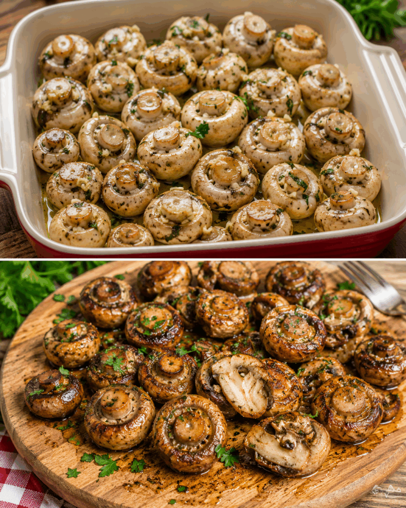Diese Knoblauch-Kräuter-Champignons aus dem Ofen sind so saftig, dass kaum etwas übrig bleibt