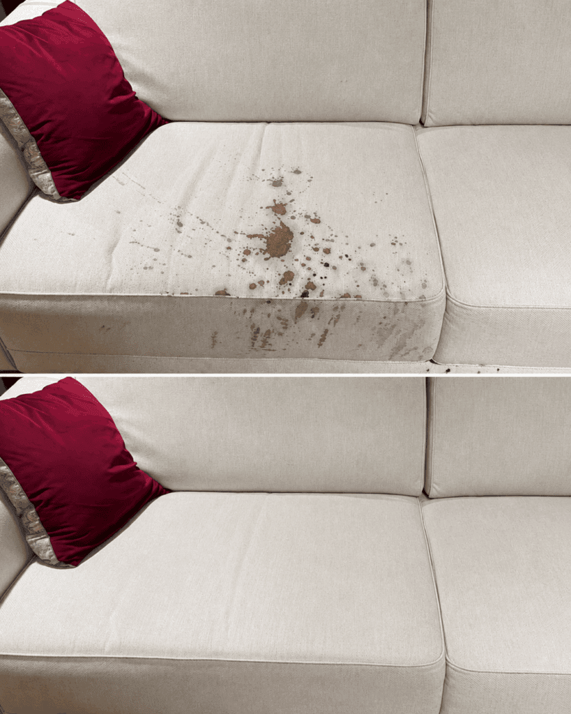 Flecken auf dem Sofa? So wird der Stoff schonend wieder sauber – ohne teure Spezialreiniger