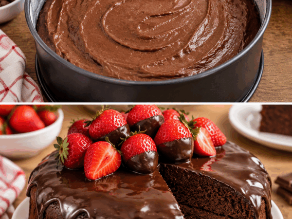 Saftiger Schoko-Erdbeer-Kuchen mit glänzender Ganache – einfach, schokoladig und unwiderstehlich