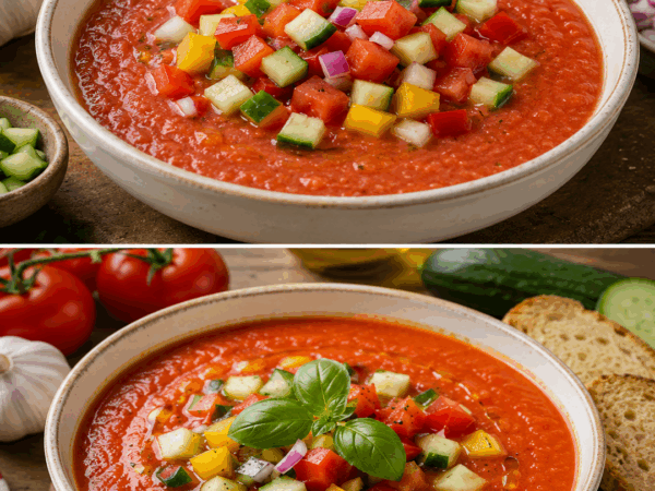 Erfrischende andalusische Gazpacho – die kalte Sommersuppe mit Tomaten und Gurke