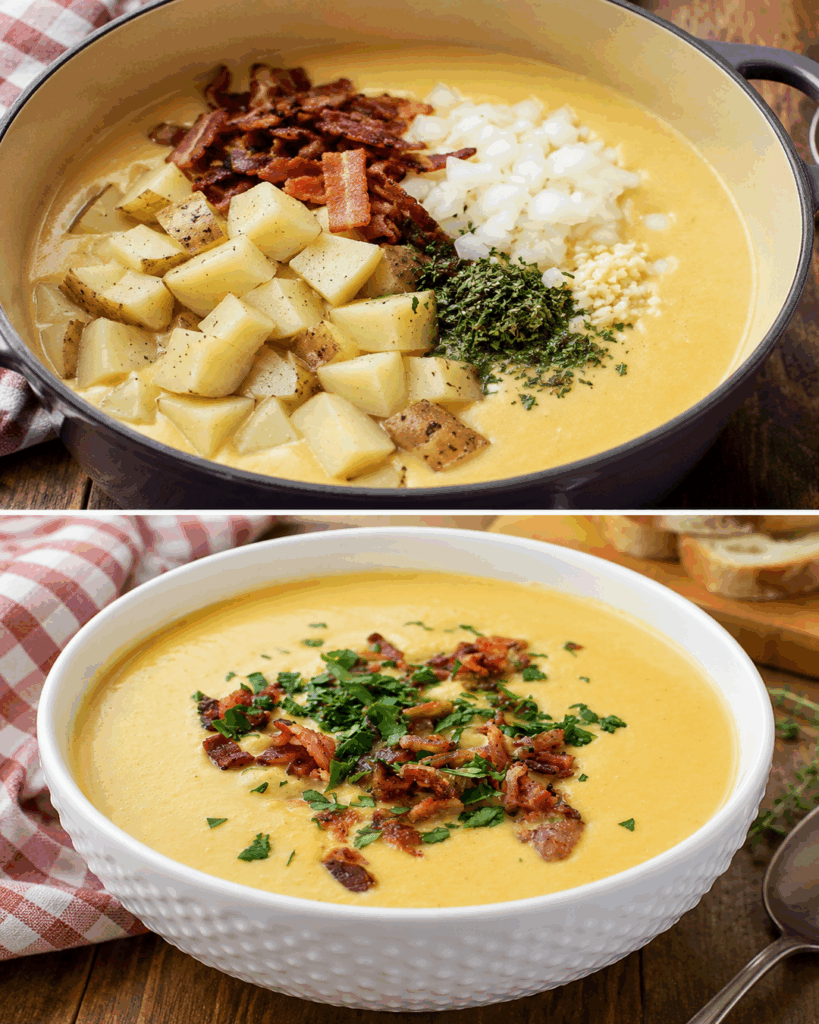 Cremige Kartoffelsuppe mit knusprigem Speck – herrlich sämig und voller Geschmack