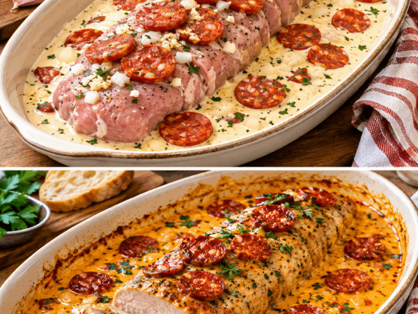 Cremiges Schweinefilet mit Chorizo aus dem Ofen – herrlich würzig und wunderbar zart