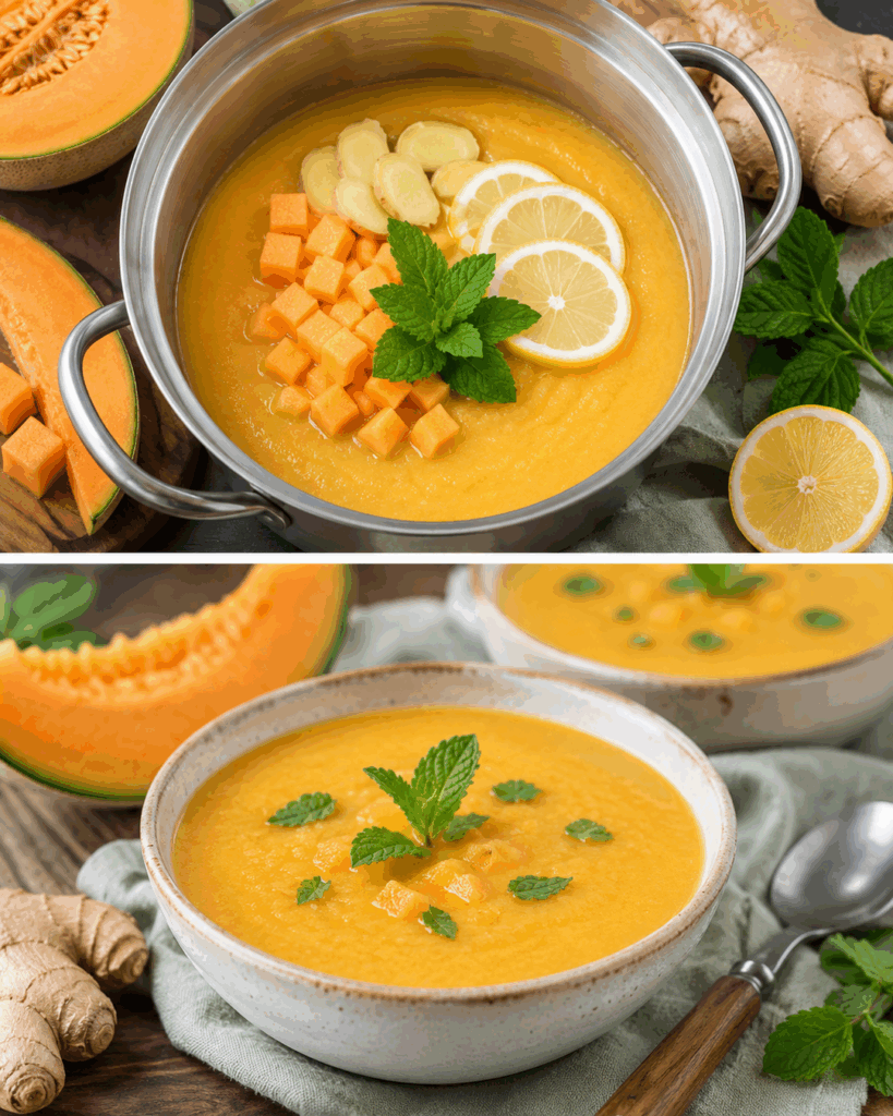 Erfrischende Melonen-Ingwer-Suppe mit Zitrone und Minze – in 10 Minuten fertig