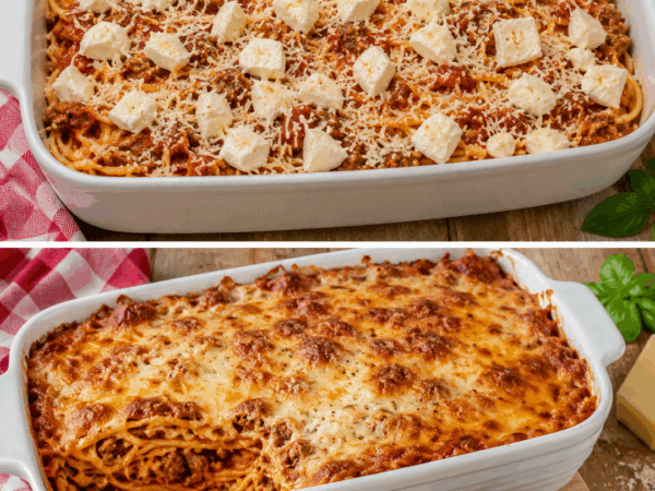 Überbackene Spaghetti aus dem Ofen – dieser goldbraune Nudelauflauf macht die ganze Familie glücklich