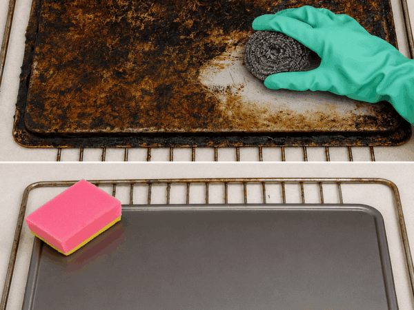 Backblech eingebrannt und schwarz? Diese 3 Methoden lösen selbst hartnäckige Krusten