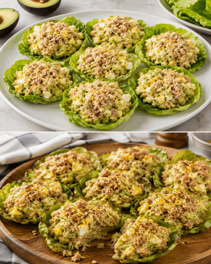Knackige Salat-Schiffchen mit Avocado, Ei und Thunfisch – cremig, frisch und blitzschnell gemacht