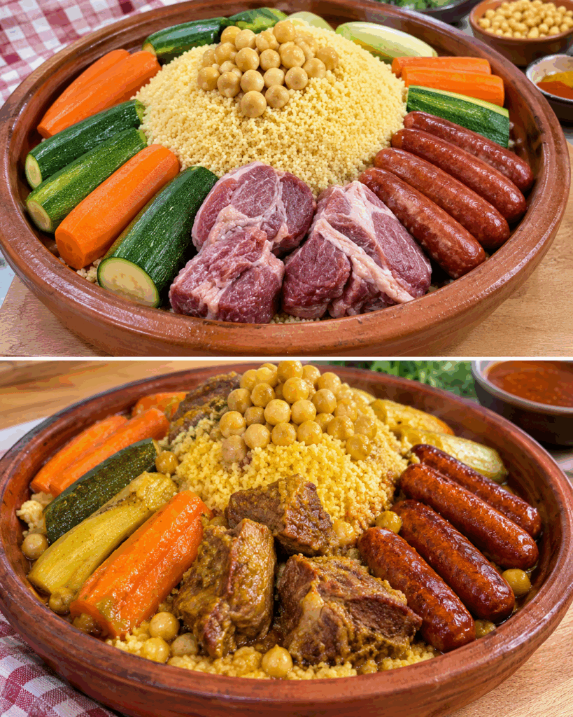 Couscous Royal wie aus dem Familienküche: Mit Lamm, Hähnchen, Merguez und Gemüse