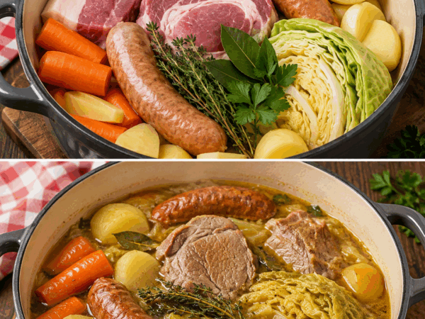 Herzhafte Potée mit Schweinefleisch, Würstchen und Wirsing – deftiger Eintopf für die ganze Familie
