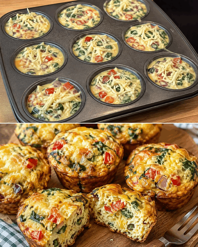 Herzhafte Frühstücksmuffins mit Ei, Spinat und Käse – in 30 Minuten fertig und perfekt für die ganze Familie
