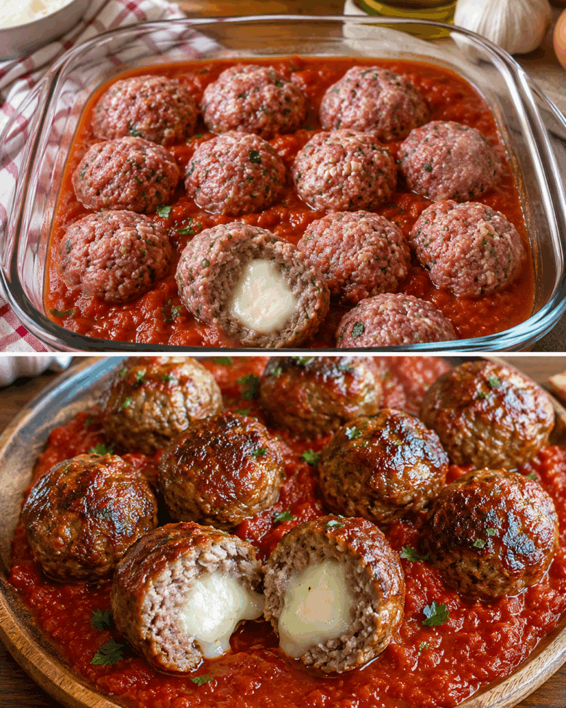 Saftige Mozzarella-Hackbällchen in würziger Tomatensauce