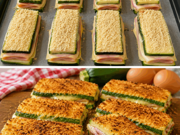 Knusprige Zucchini-Cordon-bleu aus dem Ofen – herrlich käsig und einfach gemacht