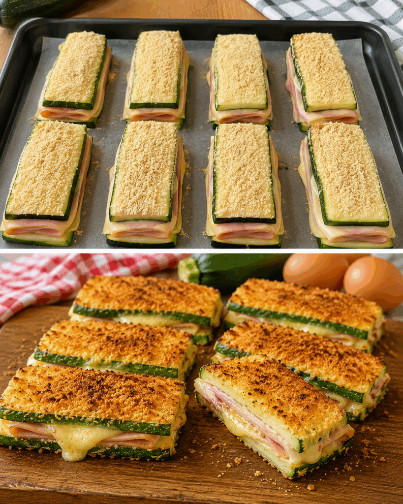 Knusprige Zucchini-Cordon-bleu aus dem Ofen – herrlich käsig und einfach gemacht