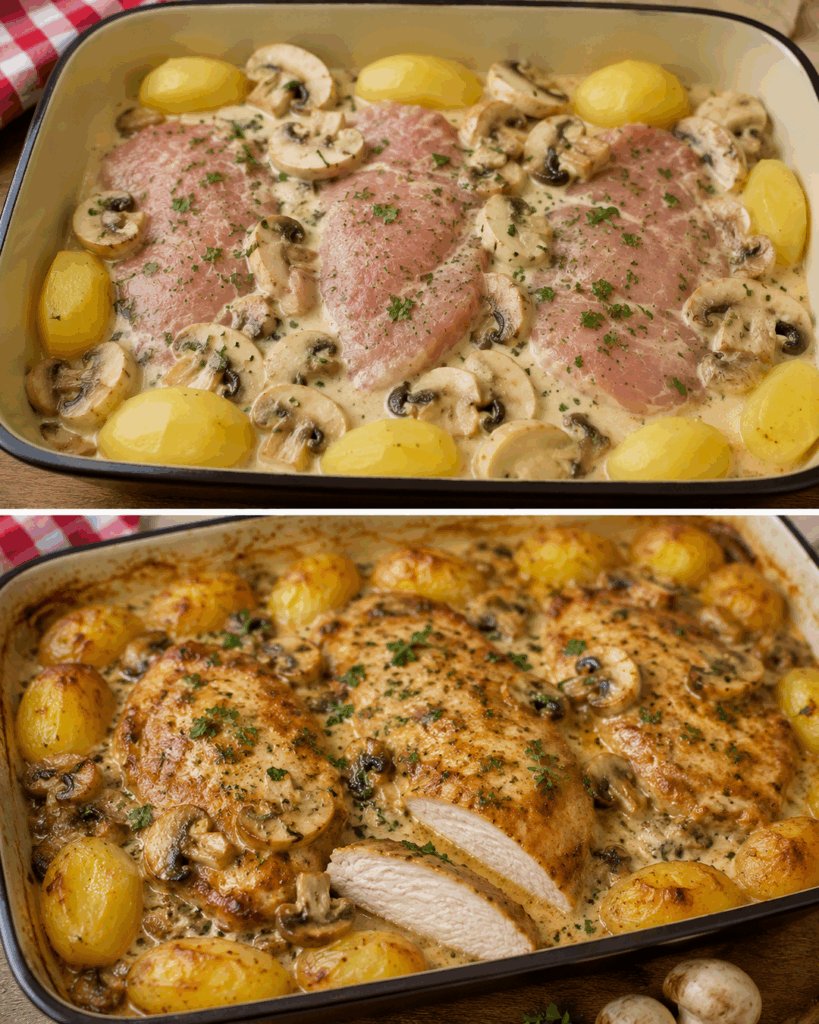 Cremiges Jägerschnitzel mit Champignonrahm und Kartoffeln