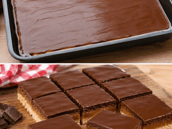 Twix-Karamell-Schnitten wie vom Konditor – knuspriger Keksboden, weiches Karamell und Schokolade