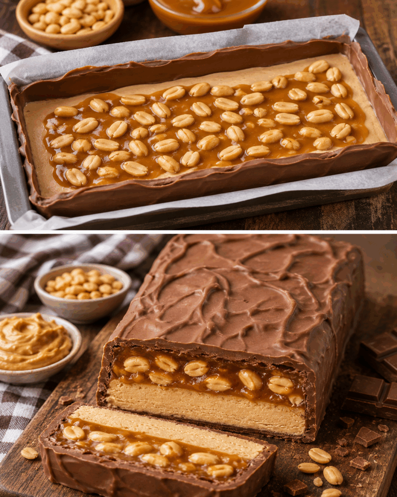 Snickers-XXL-Torte ohne Backen – Schokolade, Erdnusscreme und Karamell in jeder Schicht