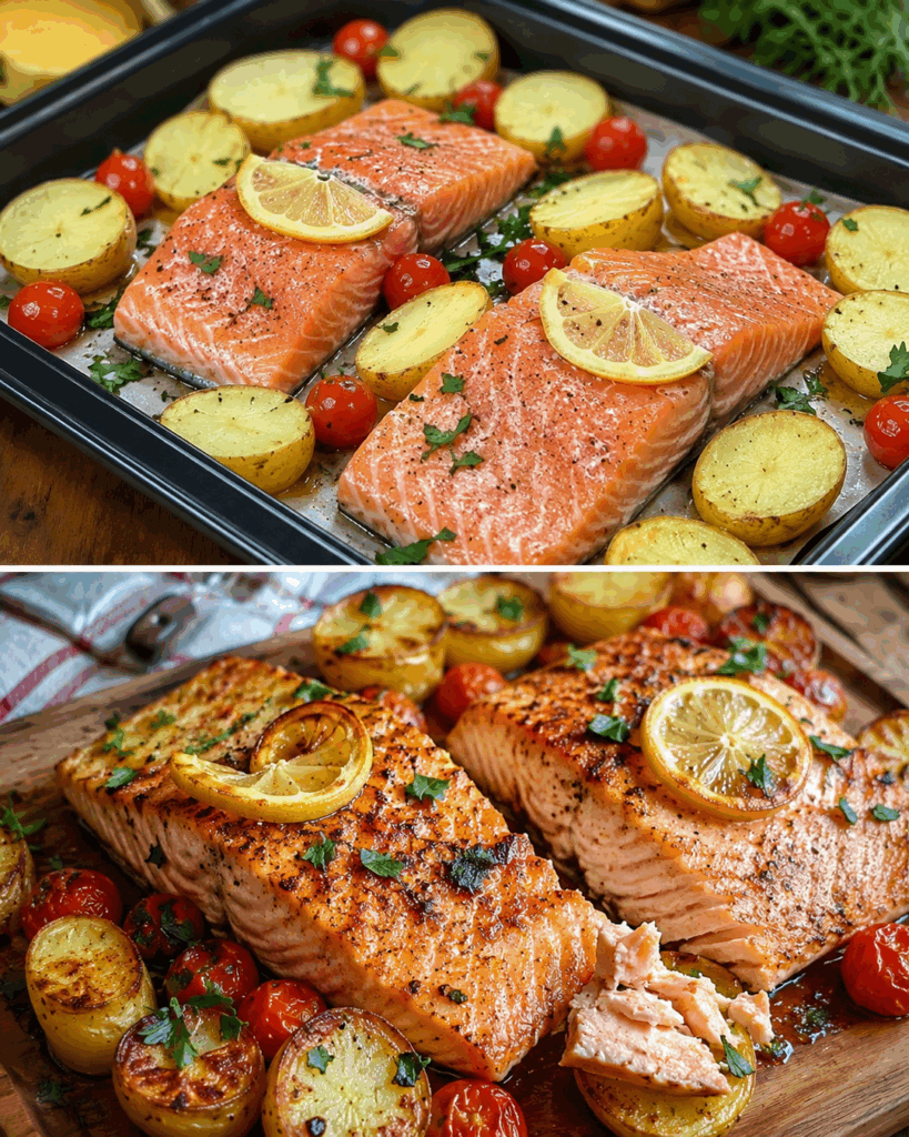 Ofenlachs mit knusprigen Kartoffeln und Zitrone – das einfache Familienrezept, das alle lieben