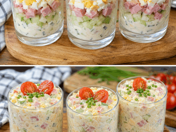Cremige Schinken-Ei-Verrines mit Gurke – der einfache Hingucker fürs kalte Buffet