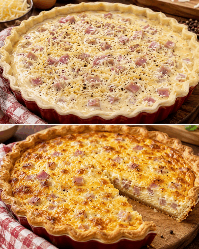 Cremige Schinken-Käse-Quiche – knusprig, herzhaft und einfach gemacht