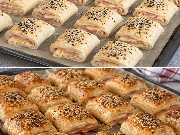Knusprige Blätterteig-Häppchen mit Schinken und Käse – schneller Ofensnack für die ganze Familie