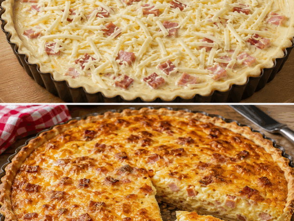 Herzhafte Quiche Lorraine mit Schinken und Käse – herrlich cremig und goldbraun