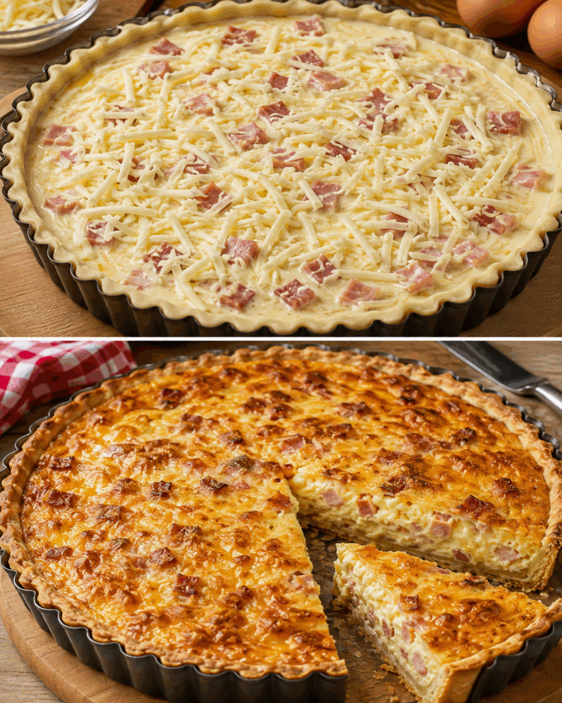 Herzhafte Quiche Lorraine mit Schinken und Käse – herrlich cremig und goldbraun