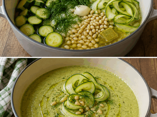 Cremige Zucchinisuppe mit Dill und Pinienkernen – schnell, frisch und wunderbar samtig