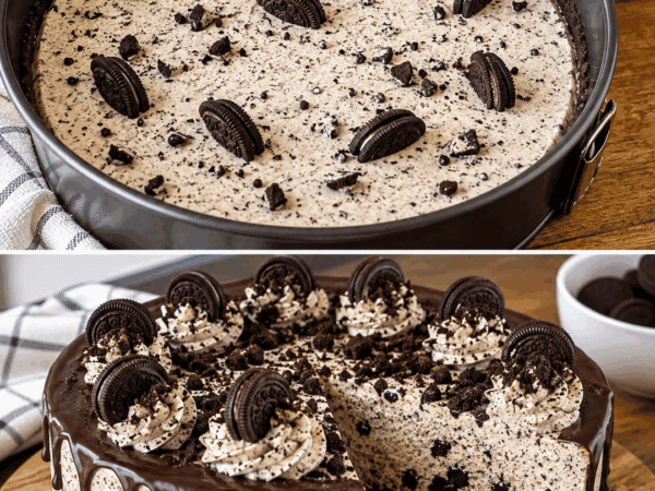 Cremige Oreo-Torte ohne Backen mit Schoko-Ganache
