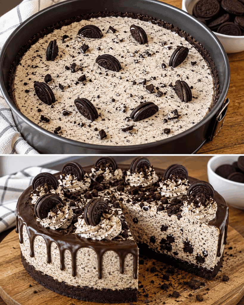 Cremige Oreo-Torte ohne Backen mit Schoko-Ganache