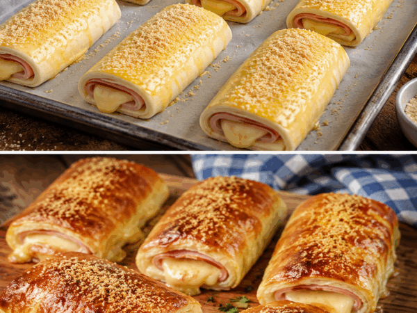 Knusprige Schinken-Käse-Blätterteigrollen – außen goldbraun, innen herrlich cremig