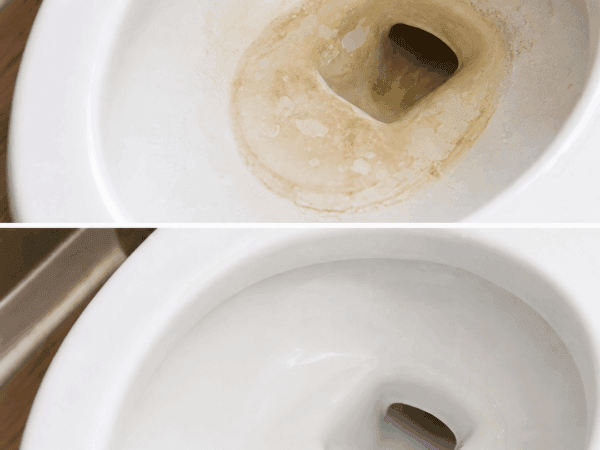 Braune Ablagerungen im Toilettenboden entkalken