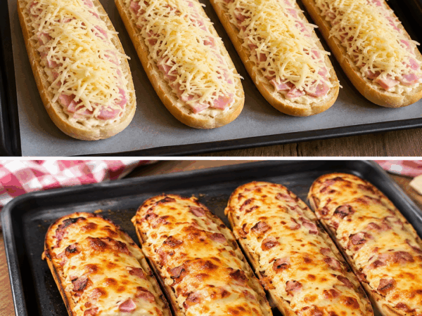 Knusprige Schinken-Käse-Baguettes aus dem Ofen – schnell gemacht und herrlich überbacken