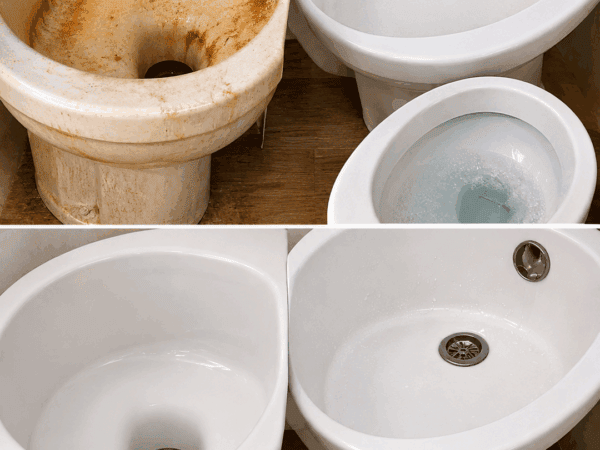 Orange Ablagerungen in Toilette und Badewanne mit Zitronensäure lösen
