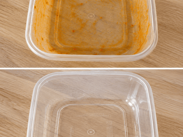Tomatensoße im Plastikbehälter? So werden orange Flecken wieder deutlich heller