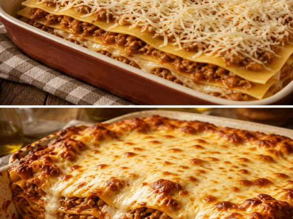Familien-Lasagne mit saftiger Hackfleischsauce und goldener Käsekruste