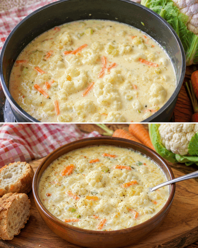 Cremige Blumenkohlsuppe mit Karotten – einfach, herzhaft und wunderbar sämig