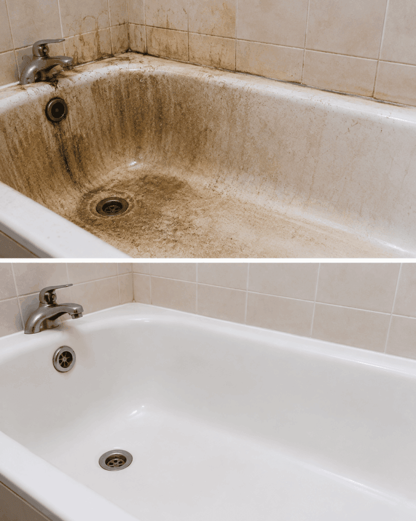 Stark verschmutzte Badewanne reinigen: So lösen Sie Kalk, Seifenreste und hartnäckigen Schmutz
