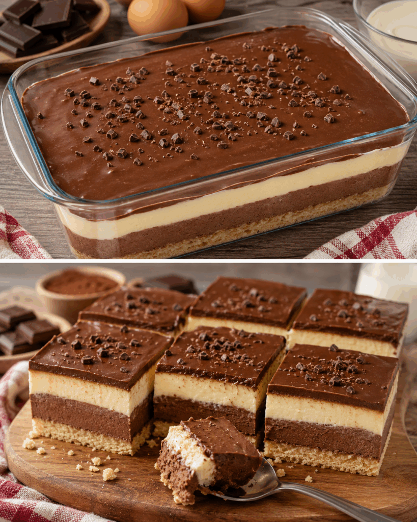 Cremiger Vanille-Schoko-Kühlschrankkuchen ohne Backen – ein Schichtdessert, das alle lieben