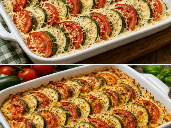 Cremiger Zucchini-Tomaten-Auflauf mit goldener Käsekruste – einfach und unwiderstehlich