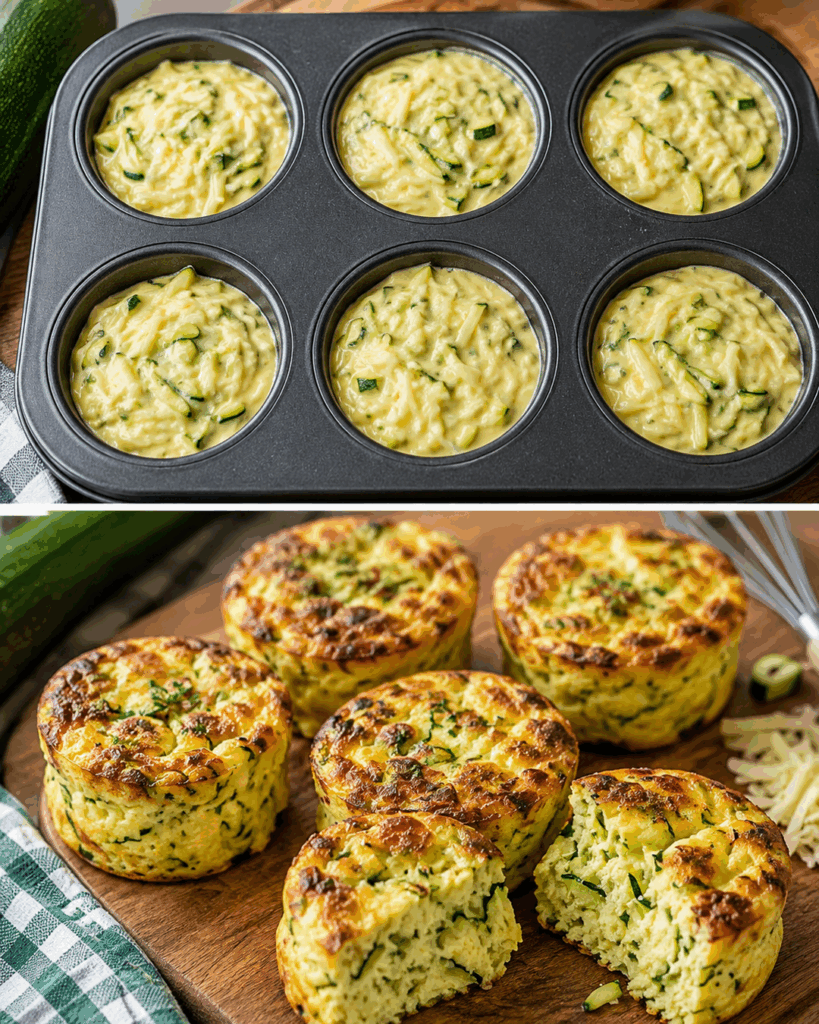 Goldbraune Zucchini-Käse-Törtchen aus dem Ofen – außen knusprig, innen herrlich saftig