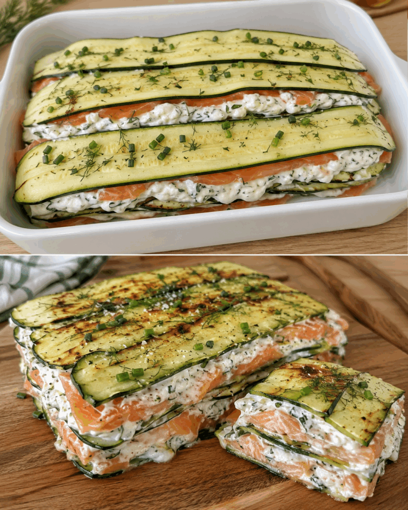 Zucchini-Lachs-Millefeuille mit Skyr – cremig, leicht und unwiderstehlich geschichtet