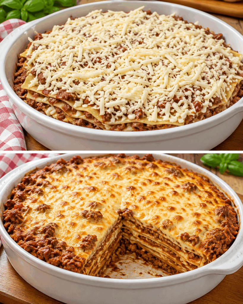 Klassische Lasagne Bolognese – saftig, cremig und goldbraun überbacken