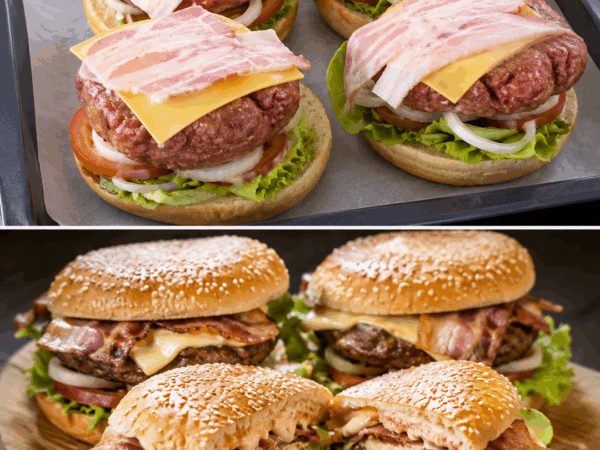 Saftige Bacon-Cheeseburger wie im Lieblingsrestaurant – mit extra cremiger Burgersauce