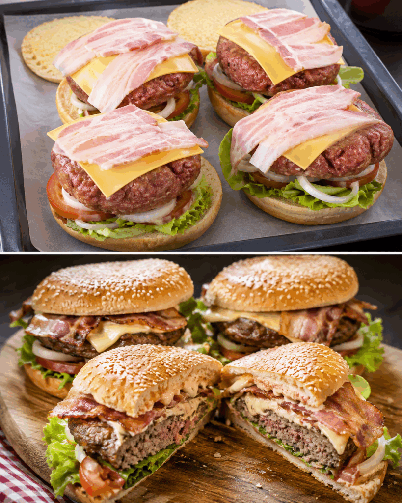 Saftige Bacon-Cheeseburger wie im Lieblingsrestaurant – mit extra cremiger Burgersauce