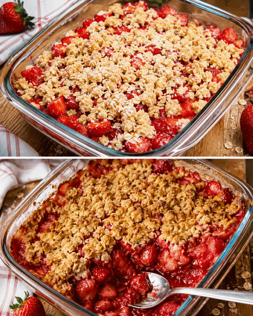 Knuspriger Erdbeer-Crumble: Dieses einfache Sommerdessert ist in 15 Minuten vorbereitet